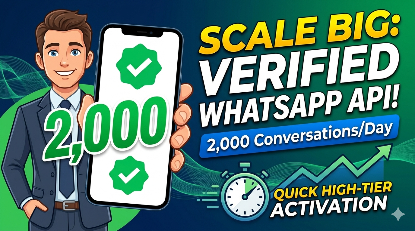 WhatsApp Business API (2,000 Conversations/Day) with Verified Facebook Business Manager