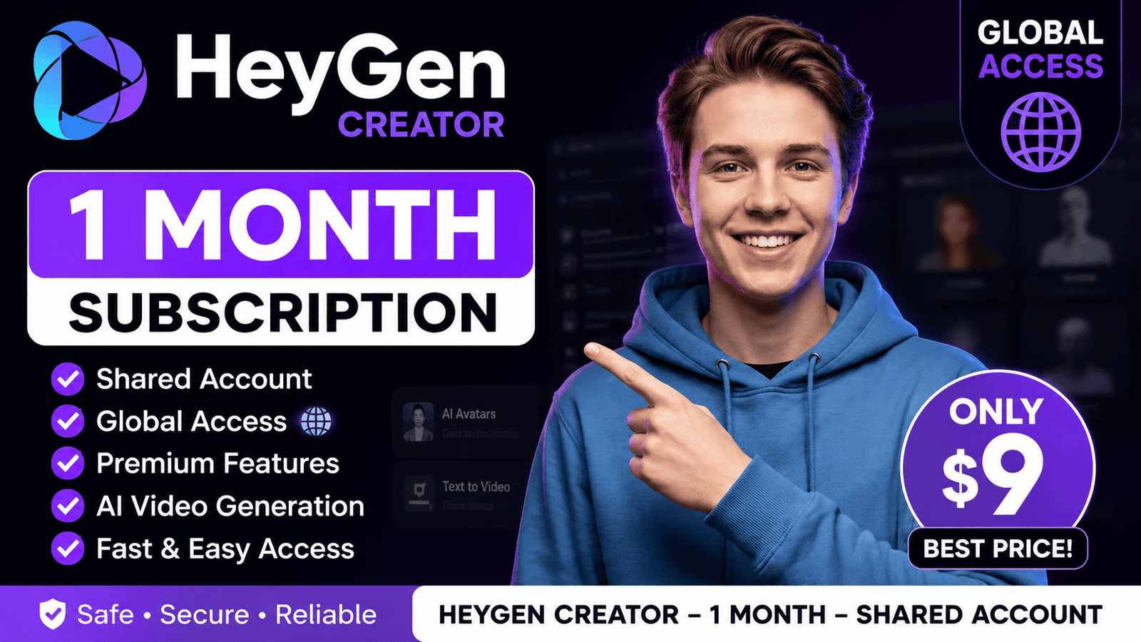 Heygen Creator Subscription 1 Month - Shared Account (Global)