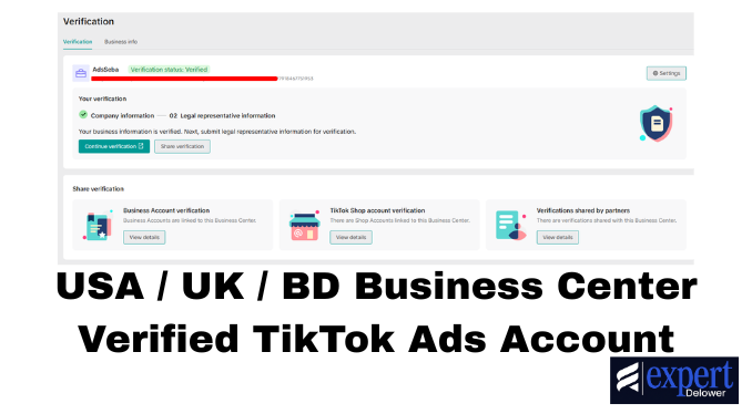 USA / UK / BD Business Center Verified TikTok Ads Account