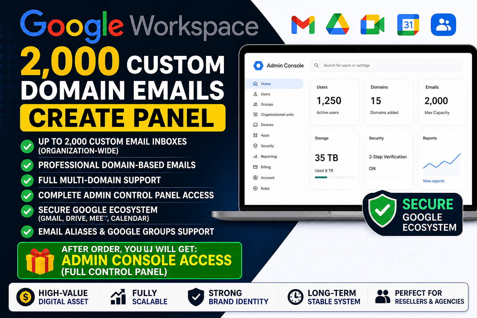 Google Workspace – 2,000 Custom Domain Emails Create Panel Slide 4