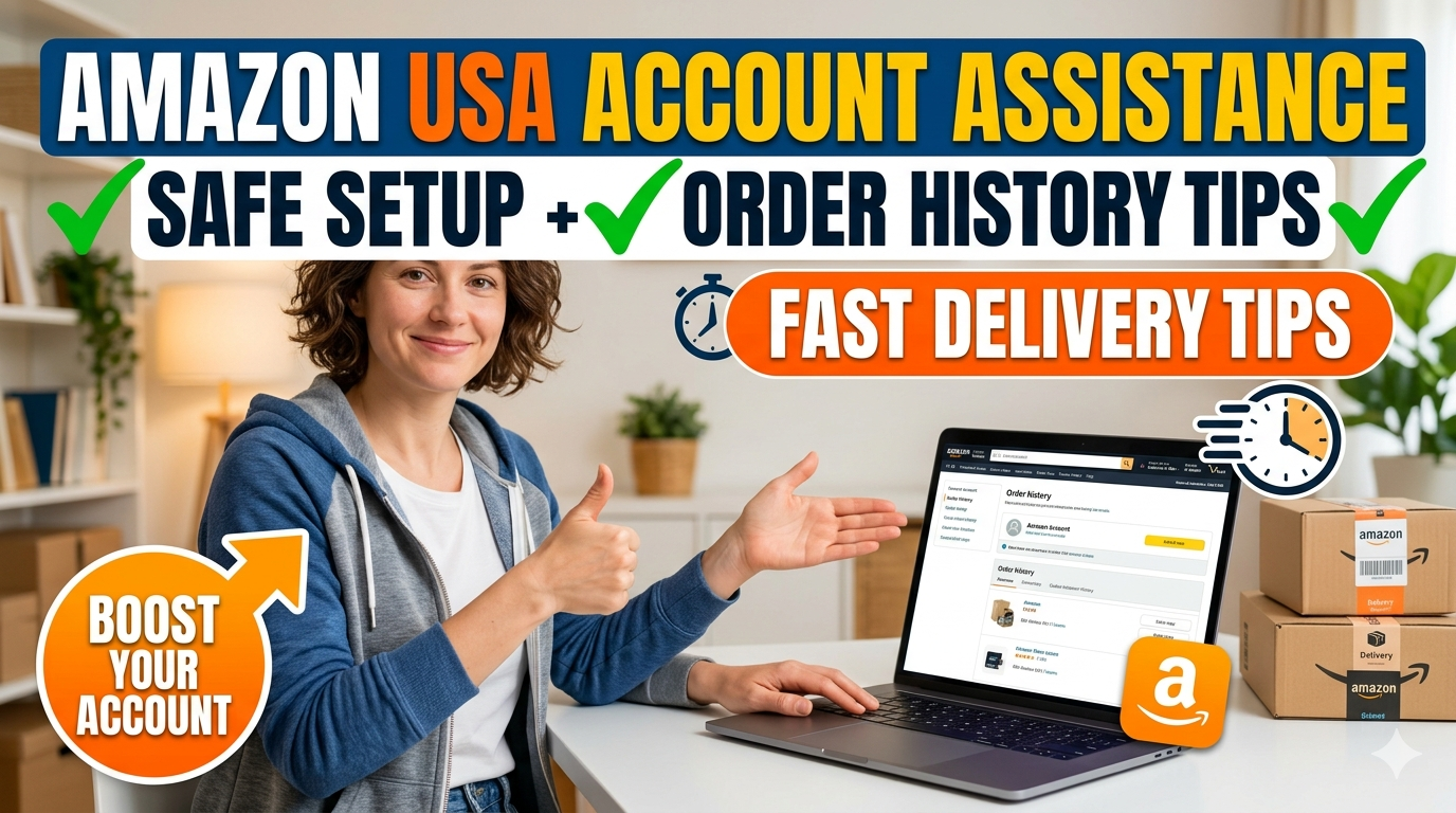 Amazon USA Account Assistance - Safe Setup + Order History Tips